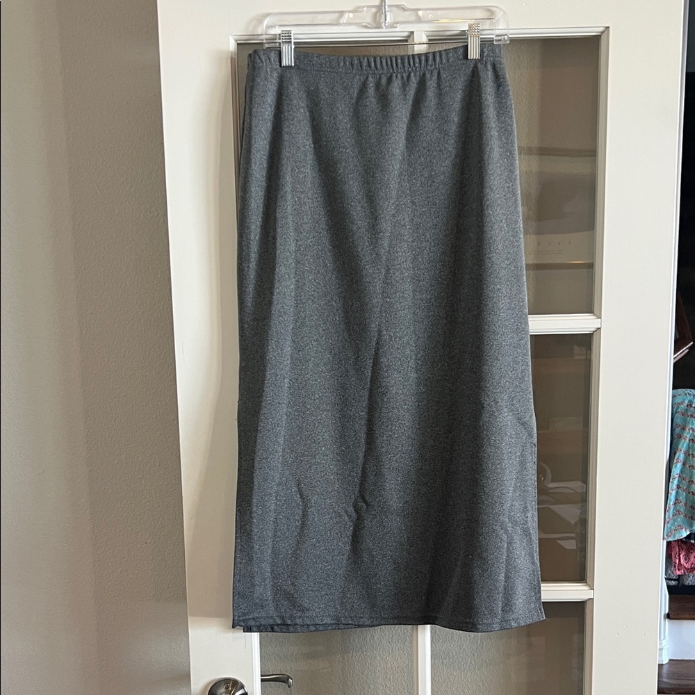 Elegant Gray Midi Skirt